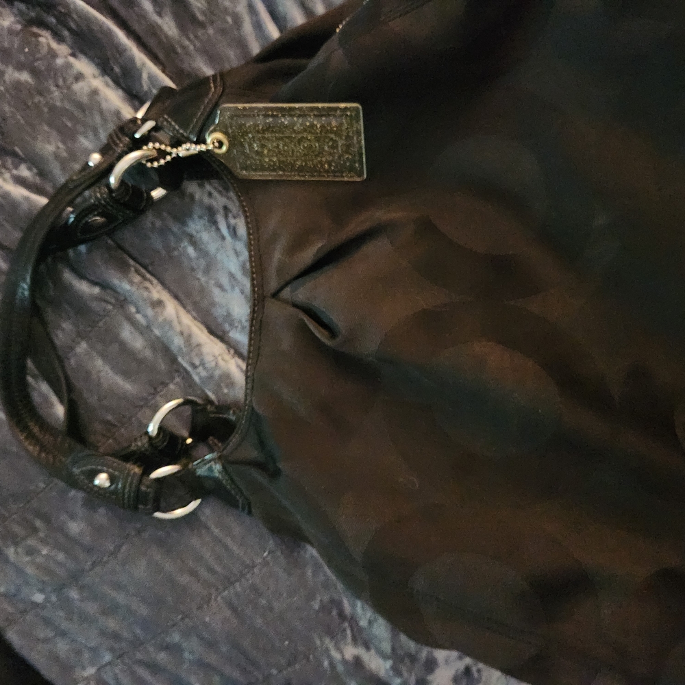 Coach Black Shoulder Bag with Chain Detail